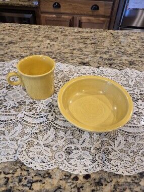 Fiesta Yellow Ceramic Mug and Bowl